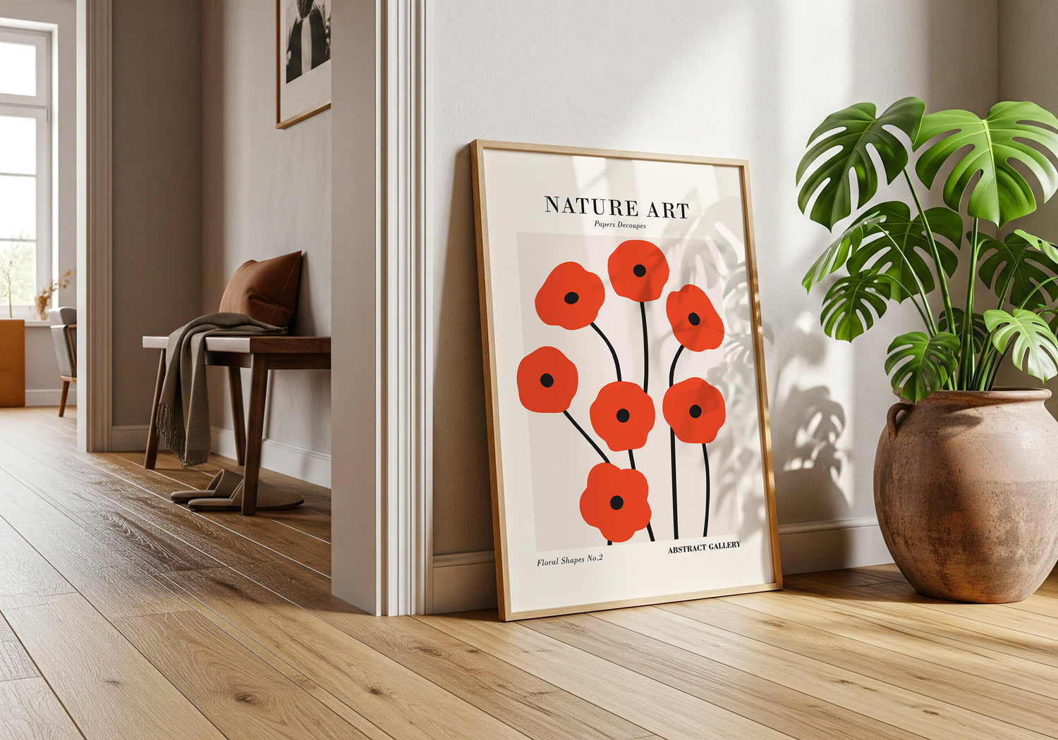 Minimal Red Flower Art Print (Digital Download)