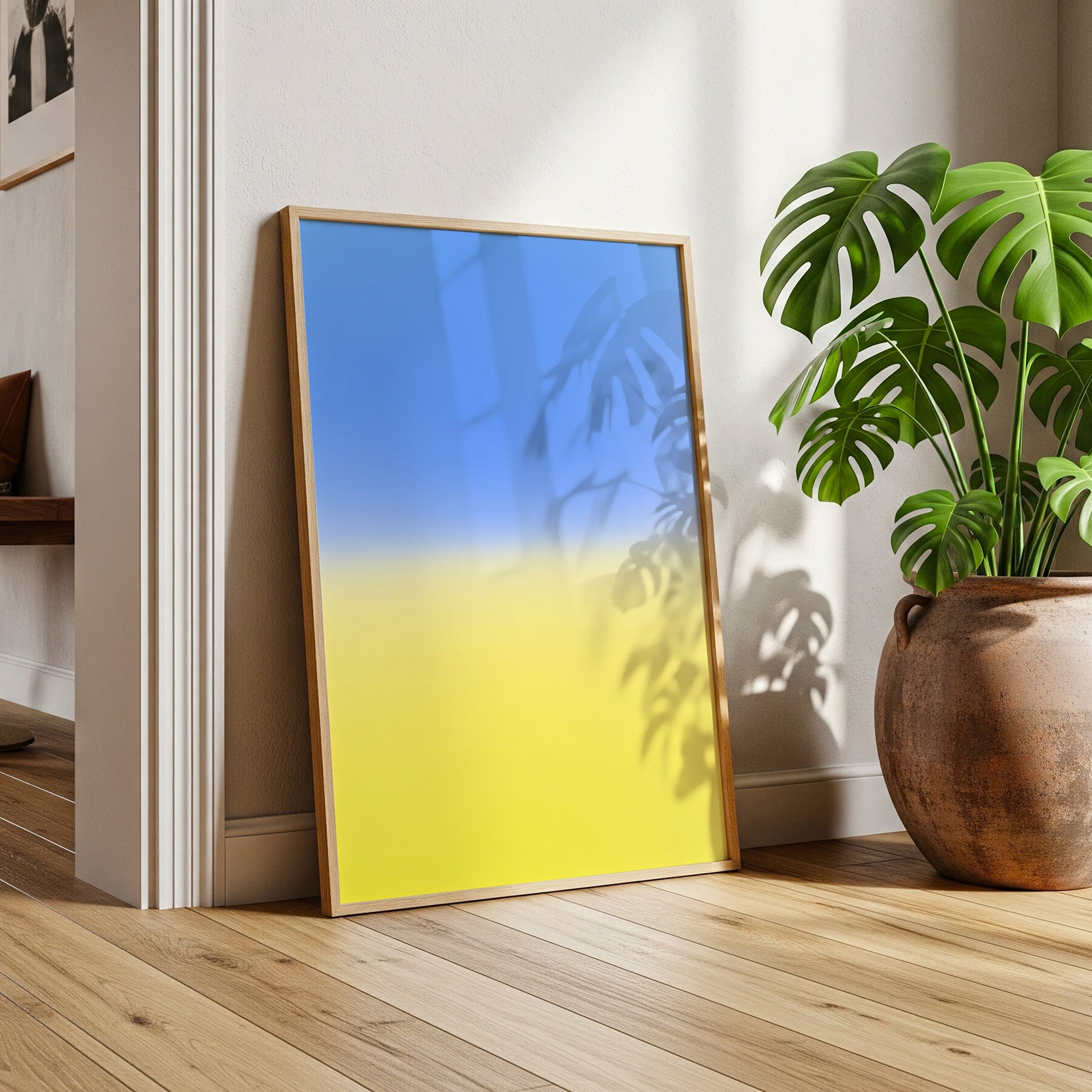 Blue Yellow Gradient Print, Minimalist Abstract Poster (Digital Download)