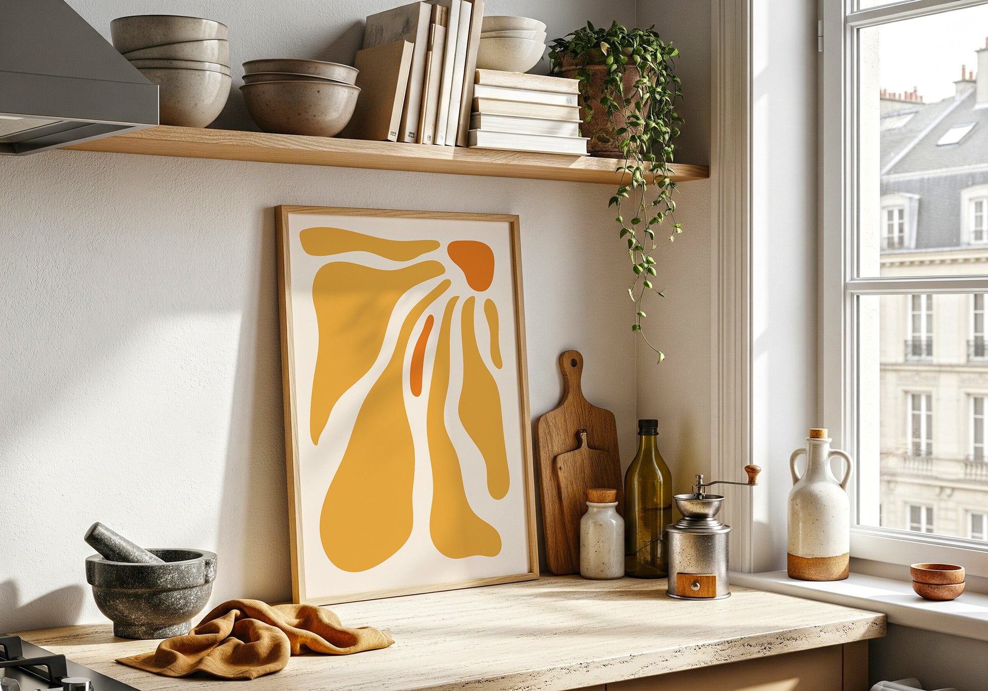 Abstract Orange Floral Wall Art