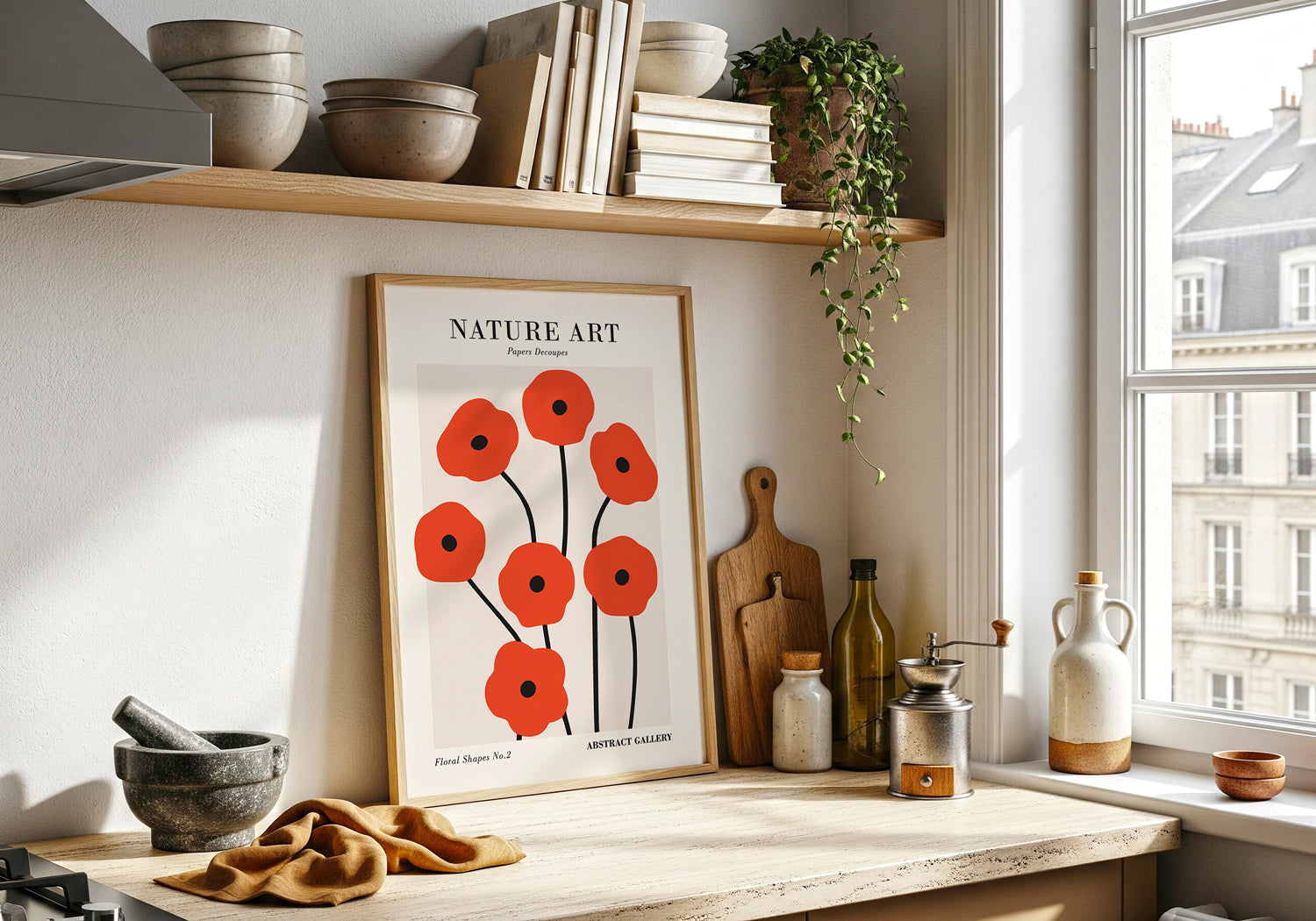 Minimal Red Flower Art Print (Digital Download)