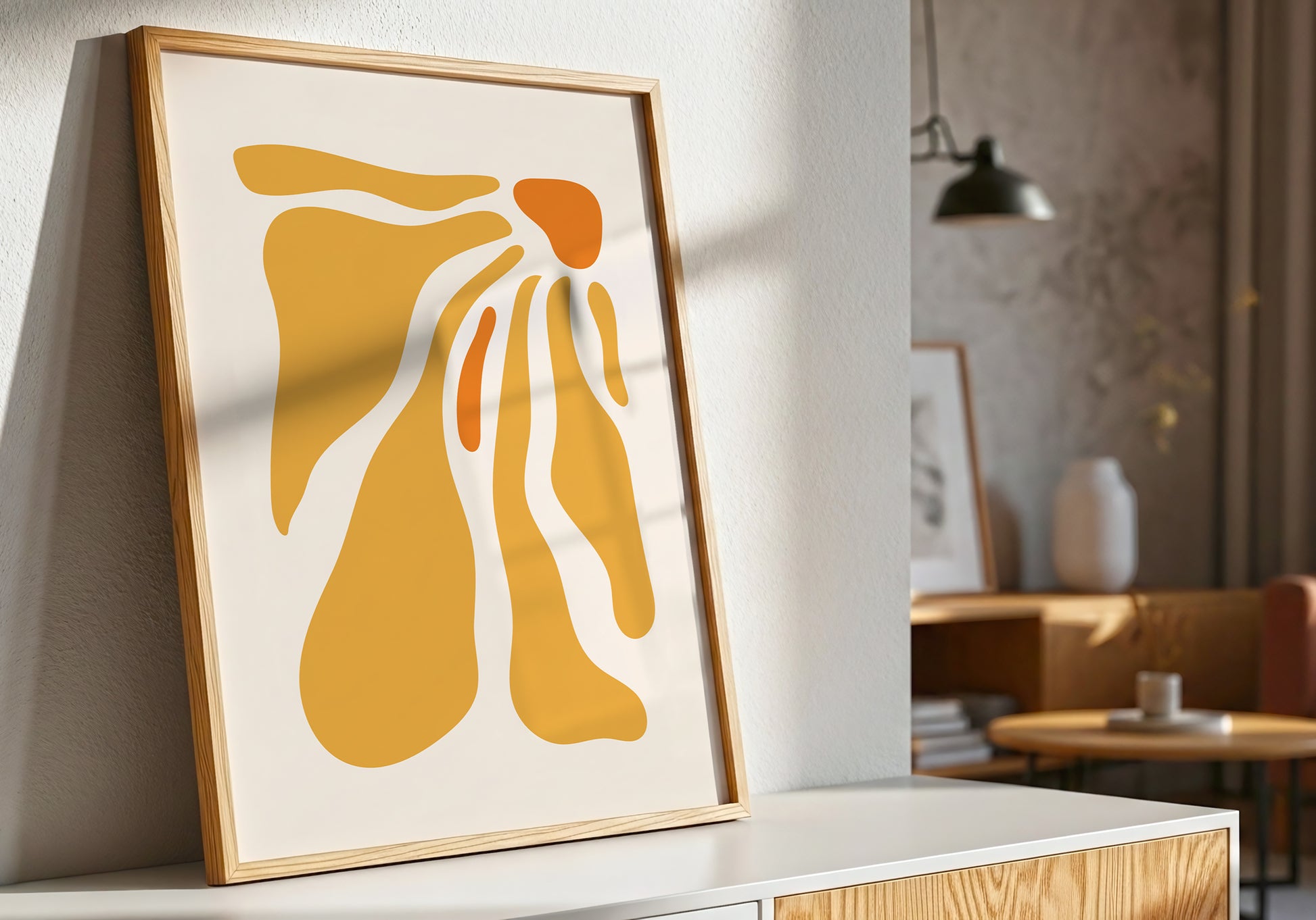 Abstract Orange Floral Wall Art