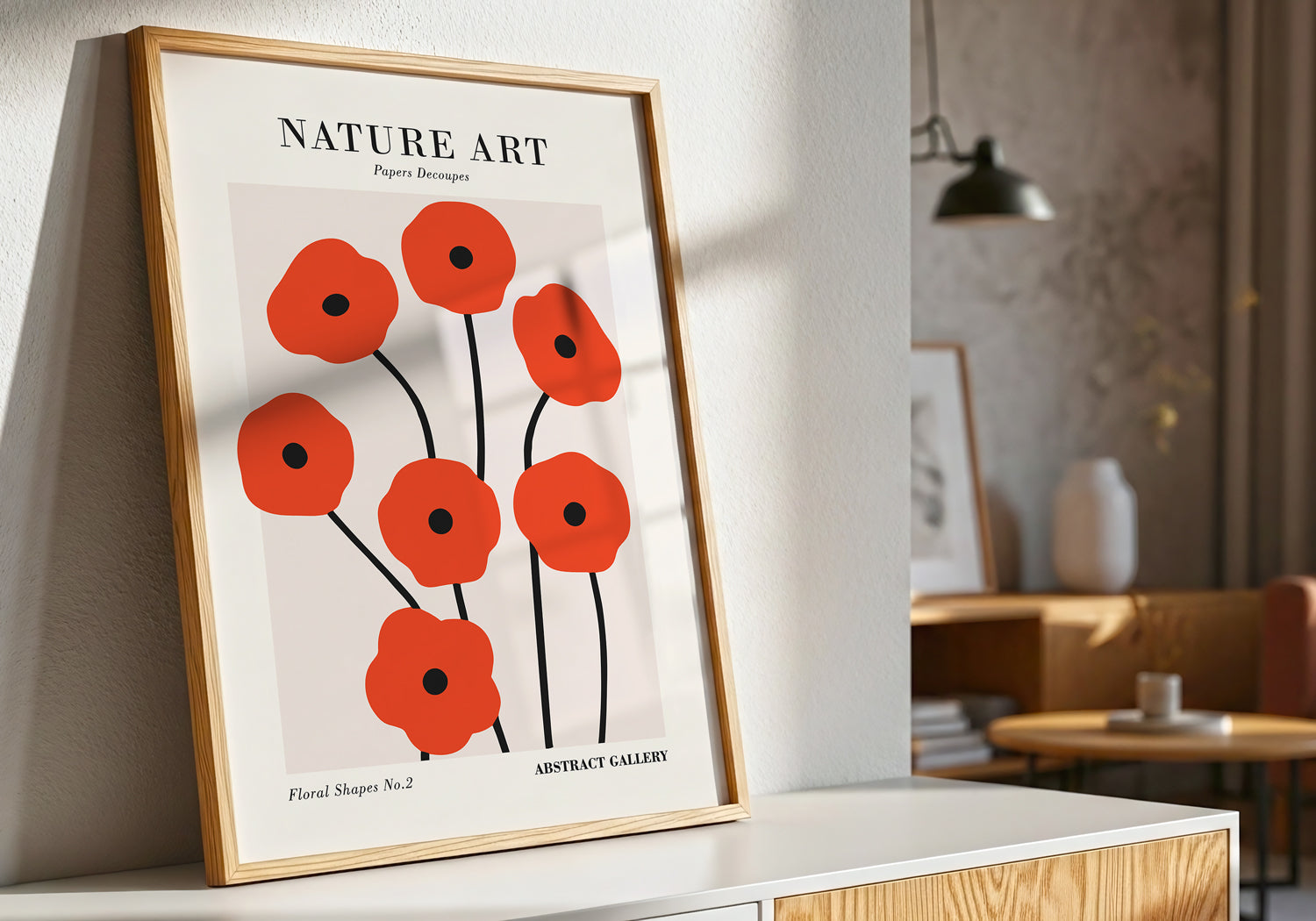 Minimal Red Flower Art Print (Digital Download)