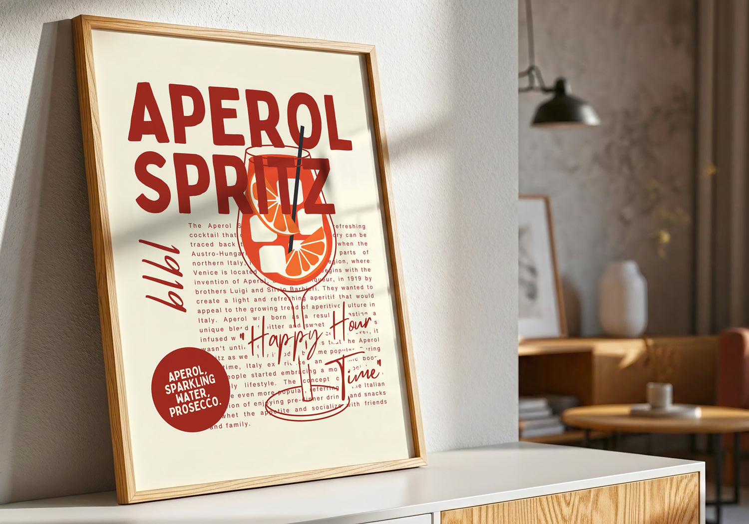 Aperol Spritz Italian Cocktail Poster (Digital Download)