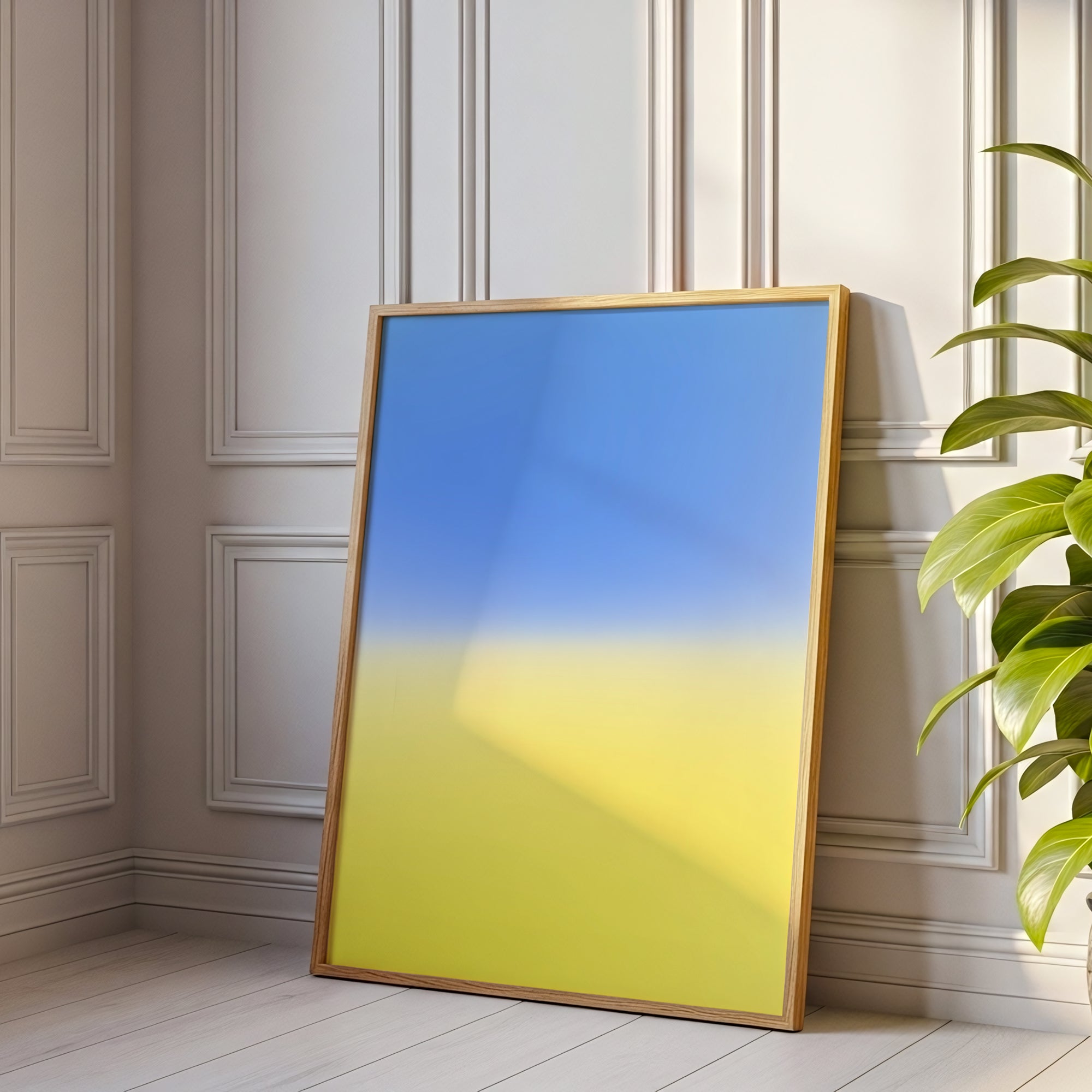 Blue Yellow Gradient Print, Minimalist Abstract Poster (Digital Download)