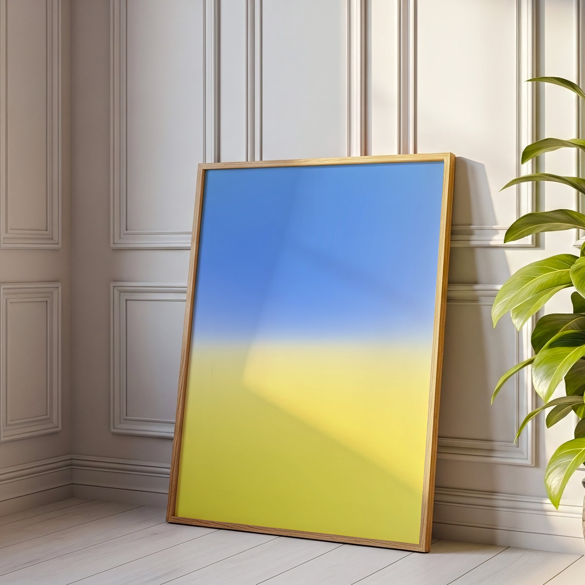 Blue Yellow Gradient Print, Minimalist Abstract Poster (Digital Download)