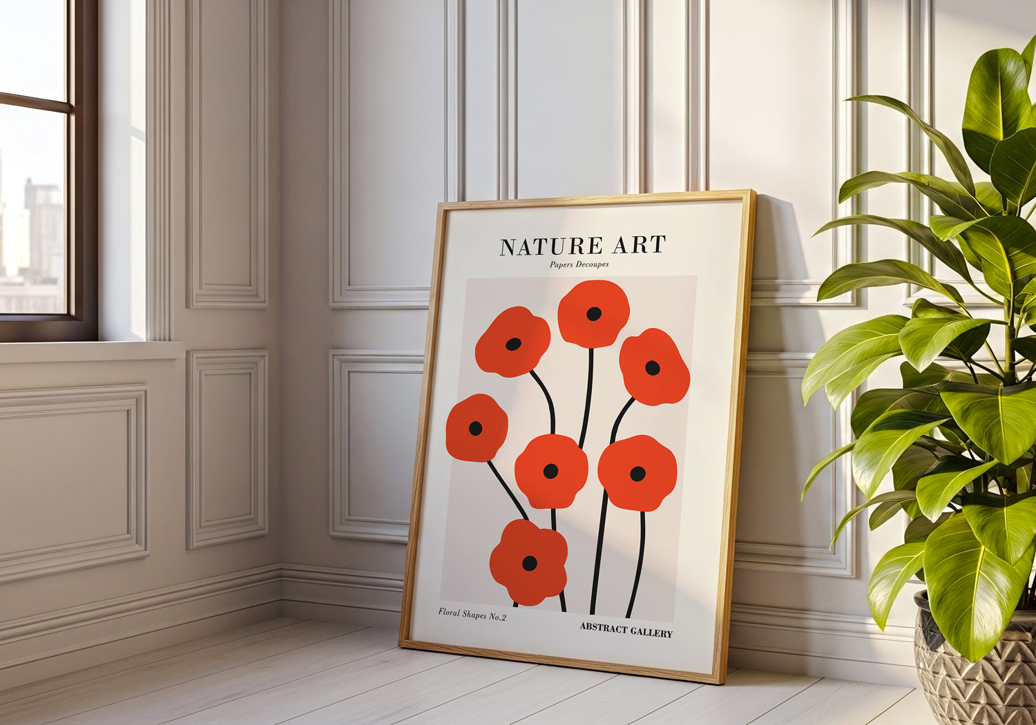 Minimal Red Flower Art Print (Digital Download)