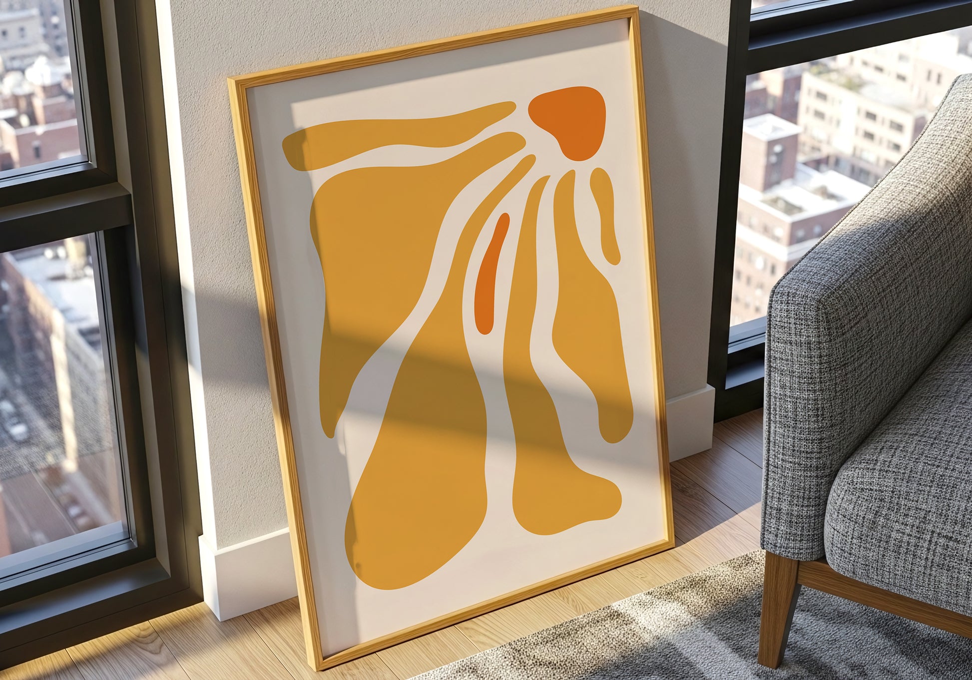 Abstract Orange Floral Wall Art