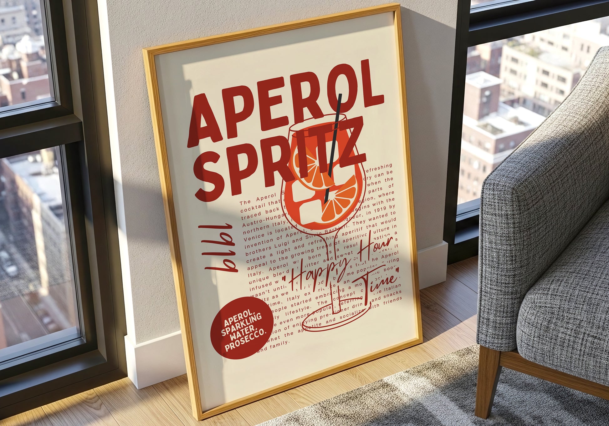 Aperol Spritz Italian Cocktail Poster (Digital Download)