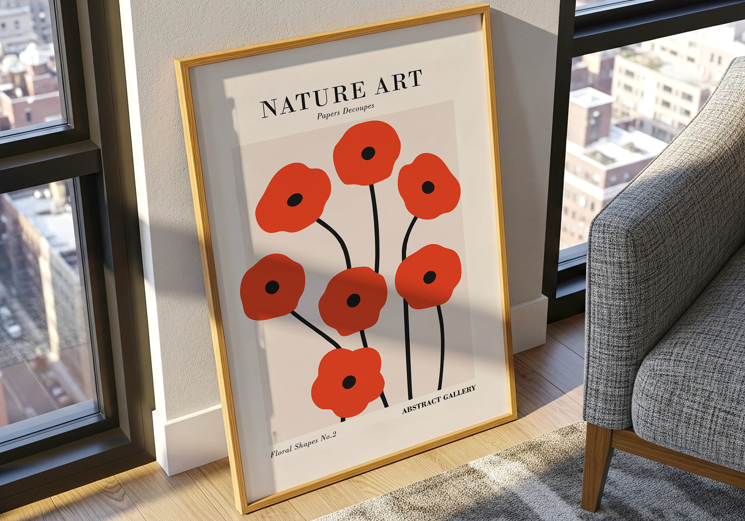Minimal Red Flower Art Print (Digital Download)